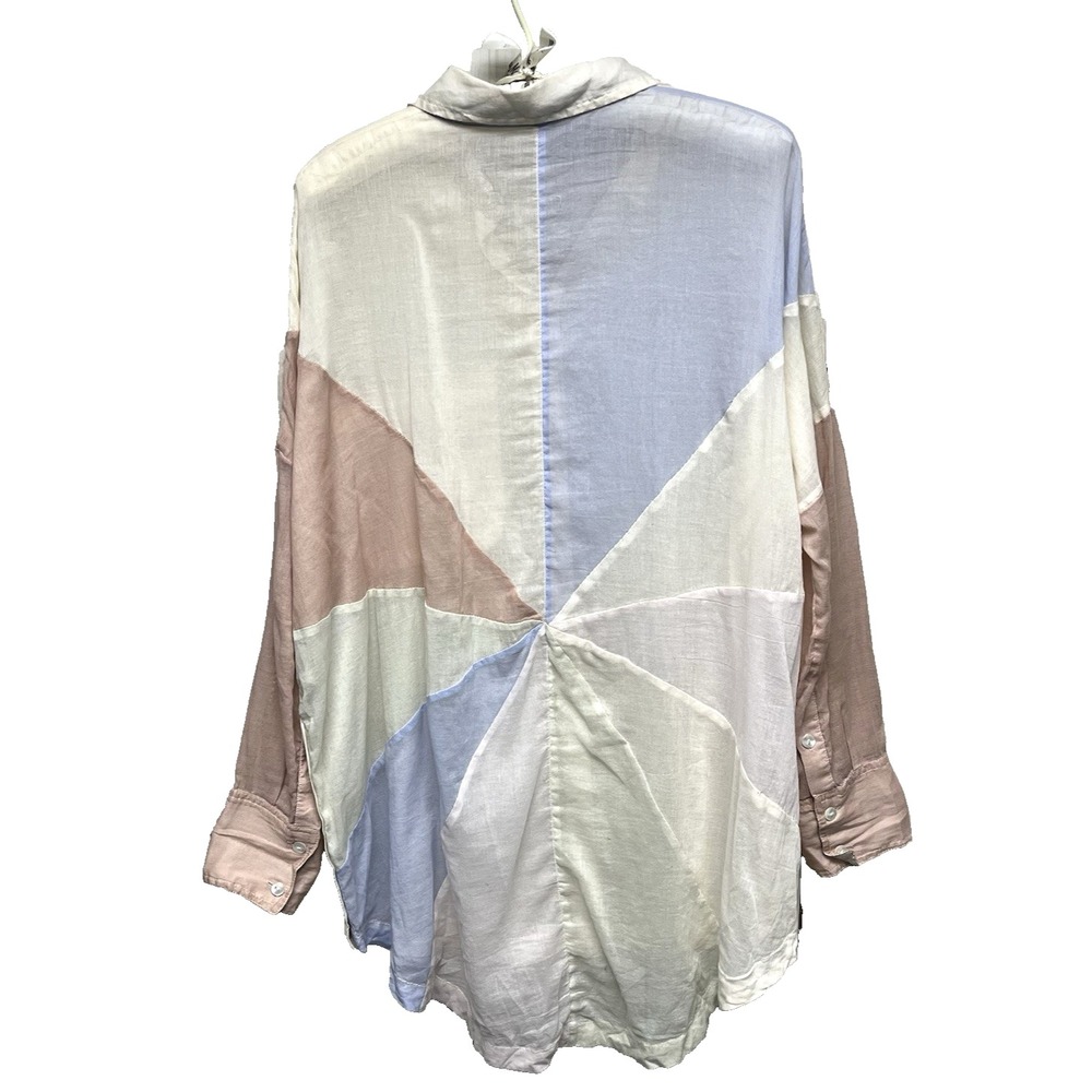 Free People Button-Up Top or Coverup Size XS Oversized Beachy Boho Rainbow Rays - Picture 5 of 11